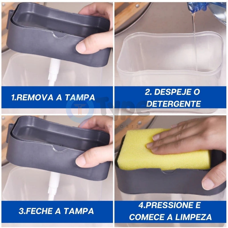 Porta Detergente com Esponja 2 em 1
