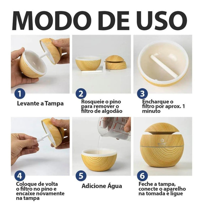 Umidificador Difusor de Ambientes com LED