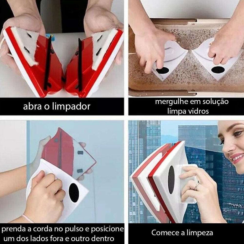 Limpa Vidros Magnético Dupla Face